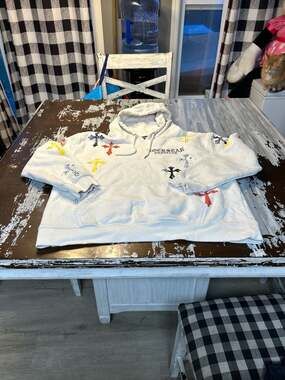 Rockstar Original Cross Print White Pullover Hoodie XXL